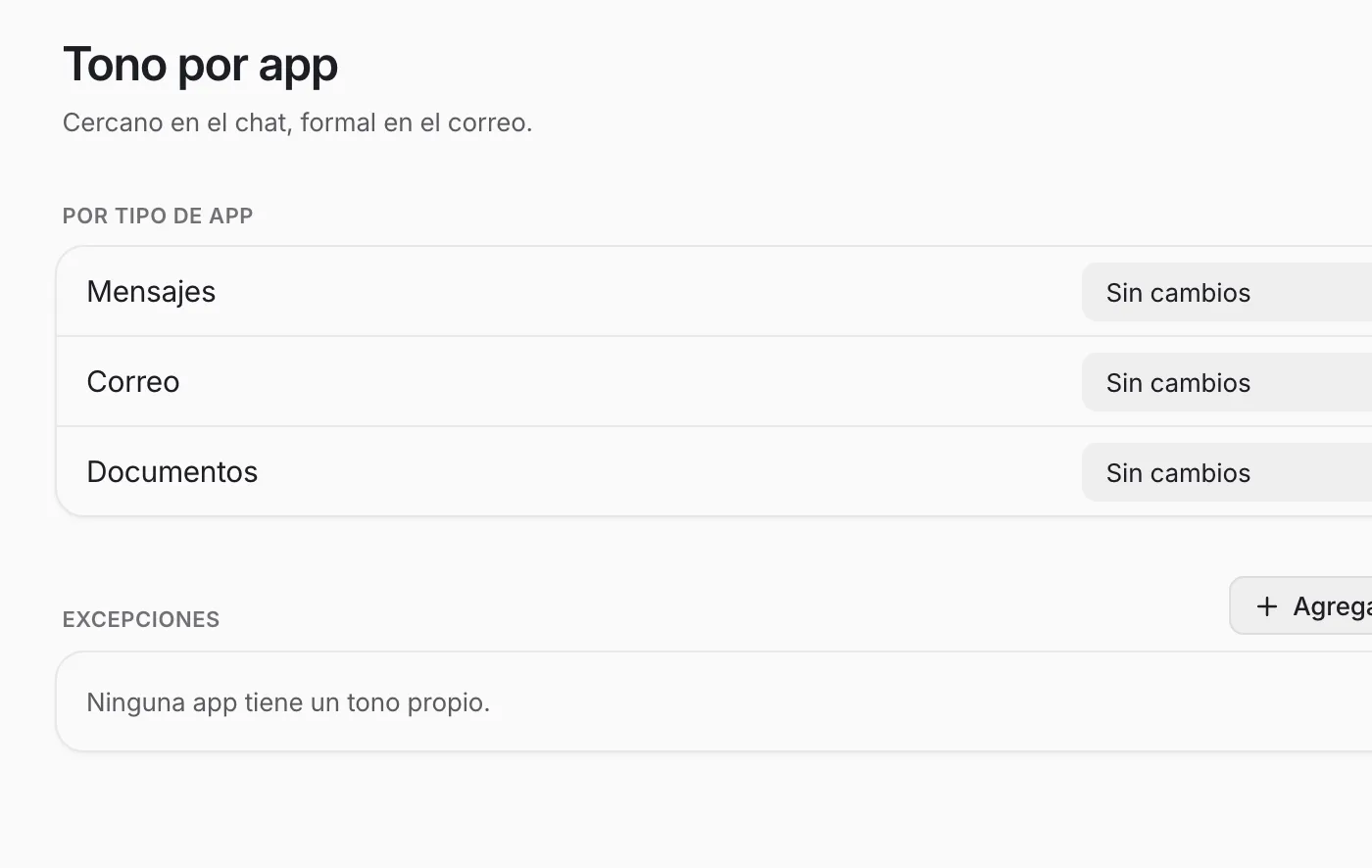 Tono por app en Doctoc Voz: mensajes, correo y documentos.